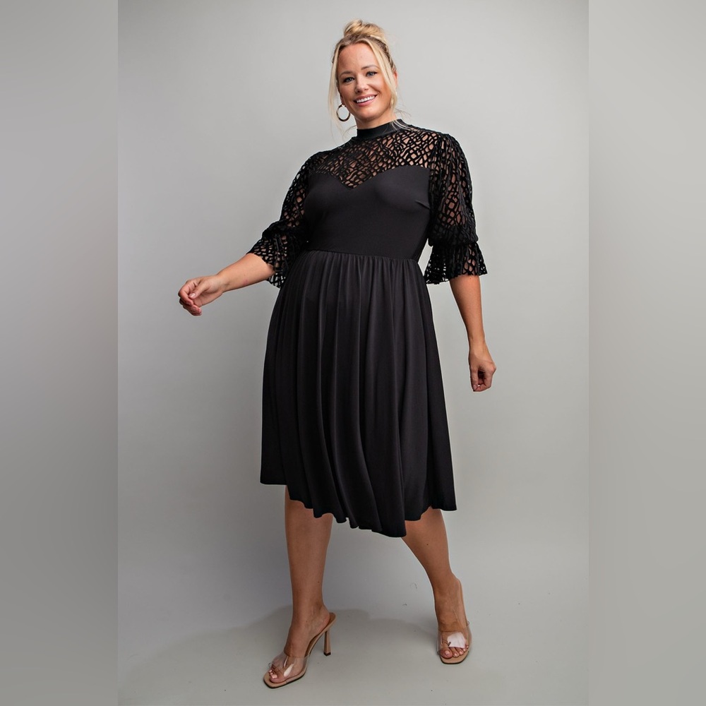Curve size Black Lace Women's Dress